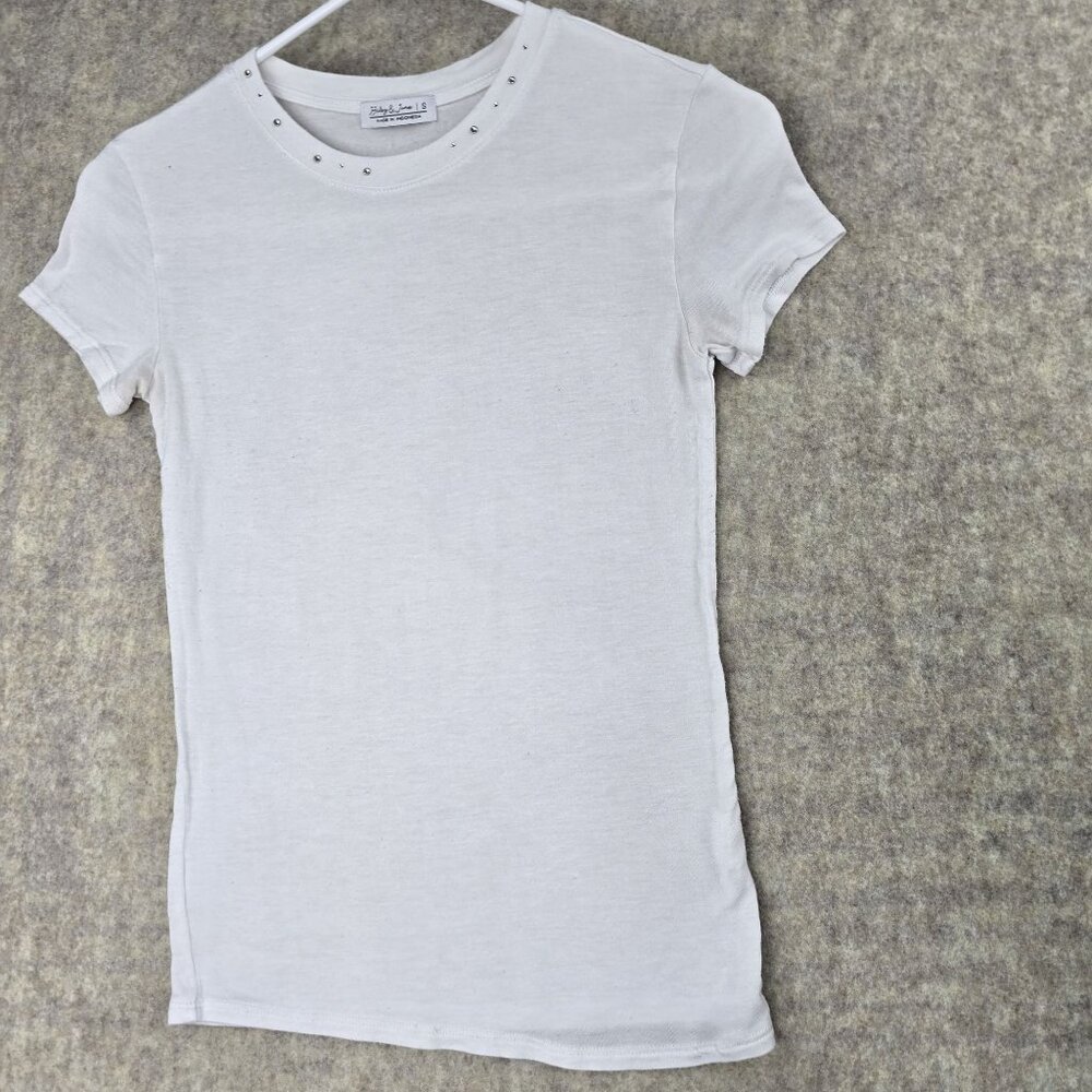 Haley & June White Short Sleeve T-Shirt With Silver Studs